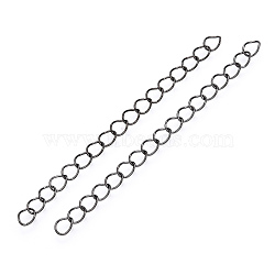 Iron Chain Extender, Curb Chains, Nickel Free, Gunmetal, 50mm, Link: 5~5.5x3.5~4x0.5mm(IFIN-T007-10B-NF)