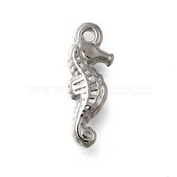 304 Stainless Steel Charms, Ocean Theme Charm, Anti-Tarnish, Sea Horse, 14.5x5x3mm, Hole: 0.8mm(STAS-C119-24E-P)