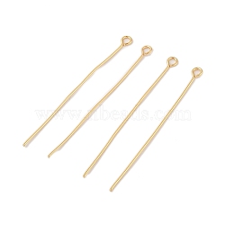 304 Stainless Steel Eye Pins, Real 18K Gold Plated, 50.5x3.5x0.7mm, Hole: 2mm(STAS-Z089-02G-01)