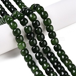 Dyed Natural White Jade Beads Strands, Barrel Beads, Green, 10x8.5~9mm, Hole: 1mm, about 43~45pcs/strand, 14.76~15.6''(37.5~39cm)(G-T138-S06)