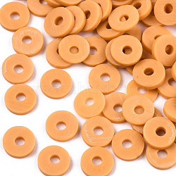 Handmade Polymer Clay Beads, for DIY Jewelry Crafts Supplies, Disc/Flat Round, Heishi Beads, Orange, 8x1mm, Hole: 2mm, about 13000pcs/1000g(CLAY-Q251-8.0mm-51)