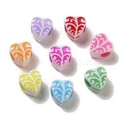 Opaque Acrylic European Beads, Craft Style, Leaf, Mixed Color, 11x10.5x7.5mm, Hole: 4mm, 1000pcs/500g(OACR-E039-12)