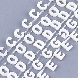 Natural Freshwater Shell Beads, Top Drilled Beads, White, Random Mixed Letters, 10x2.5~11.5x3mm, Hole: 0.8mm(SHEL-T012-59)