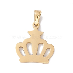 Vacuum Plating 304 Stainless Steel Pendants, Laser Cut, Crown Charms, Golden, 18x16x1.5mm, Hole: 2.5x4.5mm(STAS-G284-08G)