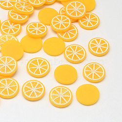 Pomelo Resin Decoden Cabochons, Imitation Food, Orange, 15x2.5mm(X-CRES-R183-15A)