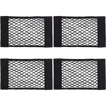 Polyester Seat Back Net Bag, Car Seat Mesh Organiser, for Headrest Hook Car Accessories, Black, 250x400x5mm