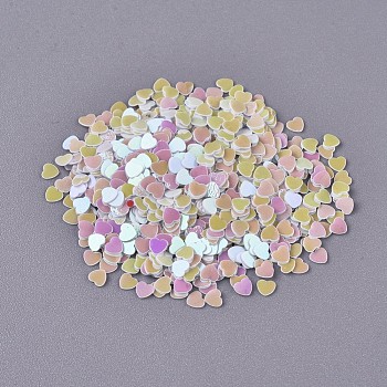 Ornament Accessories Plastic Paillette/Sequins Beads, No Hole/Undrilled Beads, Heart, Pearl Pink, 2.7x3x0.3mm, about 173075pcs/pound