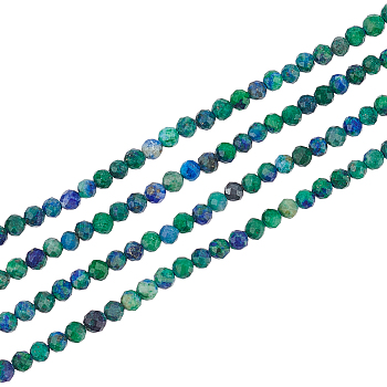 2 Strands Natural Chrysocolla & Lapis Lazuli Beads Strands, Faceted, Round, 3~3.5mm, Hole: 0.7mm, about 138pcs/strand, 15.31''(38.9~39.2cm)