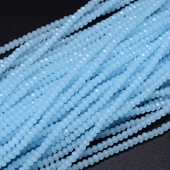 Faceted Rondelle Glass Beads Strands, Sky Blue, 2.8~3x2mm, Hole: 0.8mm, about 165~169pcs/strand, 15.7~16.1 inch(40~41cm)