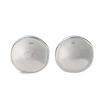 304 Stainless Steel Flat Round Ear Studs for Women, Stainless Steel Color, 12x12.5mm