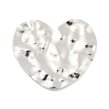 Non-Tarnish 304 Stainless Steel Pendants, Textured, Heart Charm, Stainless Steel Color, 29x31x2mm, Hole: 2mm