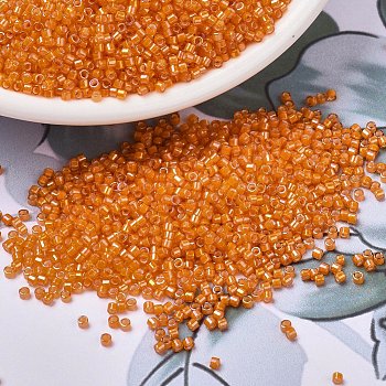 MIYUKI Delica Beads, Cylinder, Japanese Seed Beads, 11/0, (DB1777) White Lined Orange AB, 1.3x1.6mm, Hole: 0.8mm, about 10000pcs/bag, 50g/bag