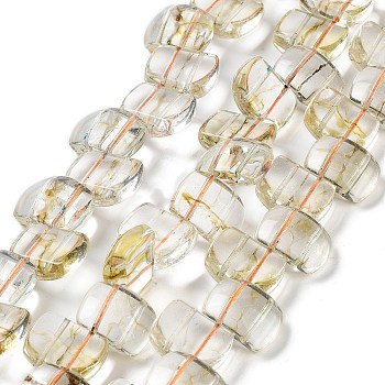 Transparent Glass Imitation Gemstone Beads Strands, Rectangle, Light Khaki, 17x12.5x7.5~8mm, Hole: 1.2mm, about 28pcs/strand, 13.78 inch(35cm)