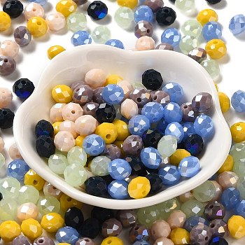 Glass Beads, Faceted, Rondelle, Mixed Color, 8x6mm, Hole: 1mm, about 145pcs/60g