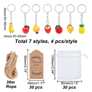 PandaHall Elite 28Pcs 7 Style Fruit Resin Pendants Keychains(KEYC-PH0001-60)-2