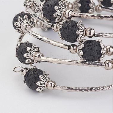 Five Loops Wrap Lava Rock Beads Bracelets(BJEW-JB02920)-2