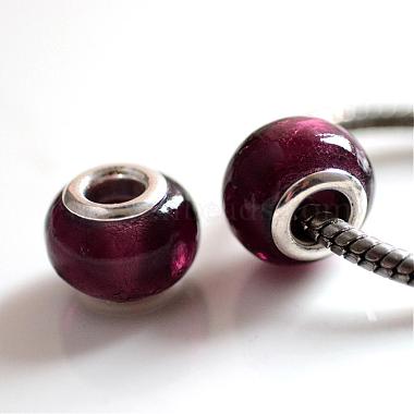 14mm Purple Rondelle Lampwork+Brass Core Beads