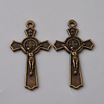 Tibetan Style Zinc Alloy Big Pendants, Crucifix Cross, Antique Bronze, 50x27x3.5mm, Hole: 2.5mm(FIND-WH0139-920AB)