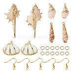 DIY Natural Shell Dangle Earring Making Kits, Golden, 50~92x27~44x26~32mm, Hole: 1.5~2mm(DIY-TA0009-56)