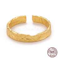 925 Sterling Silver Cuff Rings, Open Rings, Textured, Golden, US Size 6(16.5mm)(RJEW-H132-04G)