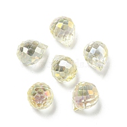 Electroplate Glass Beads, Faceted, Full Rainbow Plated, Teardrop, Light Goldenrod Yellow, 9.5x8mm, Hole: 1.2mm(EGLA-A041-02-FR04)