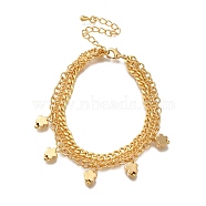 Flower Brass Charm Bracelets for Women, Real 18K Gold Plated, 6-3/4 inch(17.3cm)(BJEW-L696-100G)