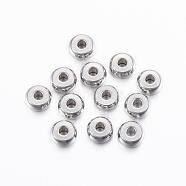 201 Stainless Steel Spacer Beads, Flat Round, Stainless Steel Color, 6x3mm, Hole: 2mm(STAS-H376-45)