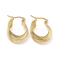 Vacuum Plating 201 Stainless Steel Interlocking Multi Layered Hoop Earrings with 304 Stainless Steel Pins, Intertwined Jewelry for Women, Golden, 28x19.5x6.5mm, Pin: 0.6mm(EJEW-D279-10G-01)