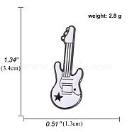 Musical Instruments White Enamel Pins, Alloy Brooch for Music Lovers, Guitar, 34x13mm(PW23080523318)
