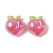 Glitter Plated Resin Cabochons, Fruit, Peach, 20x19x9mm(RESI-H163-11D)