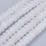 Natural White Jade Beads Strands, Faceted, Rondelle, 4~4.5x2~2.5mm, Hole: 1mm, about 150pcs/strand, 15.1  inch~15.3 inch(38.5~39cm)(G-K255-24A)