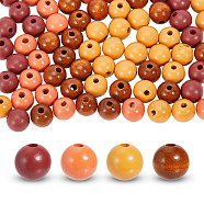 Globleland 160Pcs 4 Colors Spray Painted Wood European Beads, Large Hole Round Beads, Mixed Color, 15~16x14.5~16mm, Hole: 4mm, 40pcs/color(WOOD-GL0001-20)