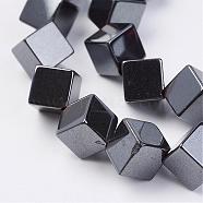 Non-magnetic Synthetic Hematite Beads Strands, Diagonal Cube Beads, 8.5x8.5x8.5mm, Hole: 1mm, about 34pcs/strand, 15.74 inch(G-F396-02)