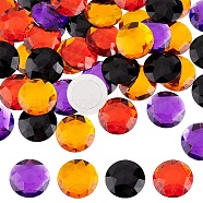 48Pcs 4 Styles Halloween Self-Adhesive Acrylic Rhinestone Stickers, for DIY Decoration and Crafts, Faceted, Half Round, Mixed Color, 30x5.2~6.3mm, 12pcs/style(STIC-FG0001-06)