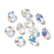 Glass Imitation Austrian Crystal Beads, Faceted, Oval, Clear AB, 13x9.5x10mm, Hole: 1.4mm(GLAA-H024-02C)