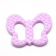 Food Grade Eco-Friendly Silicone Big Pendants, Chewing Pendants For Teethers, DIY Nursing Necklaces Making, Butterfly, Violet, 80x64x9mm, Hole: 14x39mm(SIL-T012-D)
