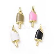 Rack Plating Brass Micro Pave Cubic Zirconia Pendants, with Enamel and Jump Ring, Long-Lasting Plated, Cadmium Free & Lead Free, Ice Sucker, Real 18K Gold Plated, Mixed Color, 19x7.5x4mm, Hole: 3mm(ZIRC-C042-17G)