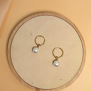 Stylish Stainless Steel and Freshwater Pearl Hoop Earrings for women, Golden(KW1377-4)