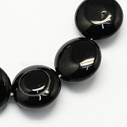 Dyed Natural Black Onyx Beads Strands, Flat Round, Black, 16x5mm, Hole: 1mm, about 25pcs/strand, 16.5 inch(G-S110-02)