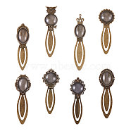 DIY Bookmark Making, with Clear Glass Cabochons and Iron/Alloy Bookmark Cabochon Settings, Antique Bronze, Cabochon: 20mm and 25x18mm, Bookmark: 80~100x21~28x3~4mm(DIY-PH0020-18AB)