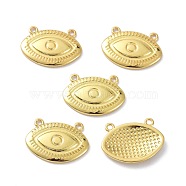 Eco-Friendly Brass Links Connectors, Long-Lasting Plated, Evil Eye, Real 18K Gold Plated, 14.5x20x2.5mm, Hole: 1.4mm(KK-B047-33G)