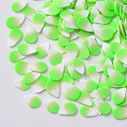 Handmade Polymer Clay Nail Art Decoration Accessories, Petal, Spring Green, 5~7.5x4~6x0.3~1mm, about 96200pcs/962g.(CLAY-R085-13)