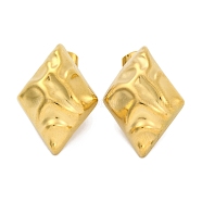 Ion Plating(IP) 304 Stainless Steel Stud Earrings, Rhombus, Real 18K Gold Plated, 23x17mm(EJEW-H013-25G)