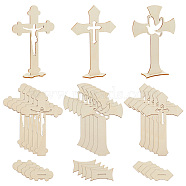 30 Sets 3 Style DIY Wood Cross Ornament, for Home Table Car Decor, Mixed Shapes, 110x29.5~33x169mm, 10 sets/style(DJEW-OC0001-43)