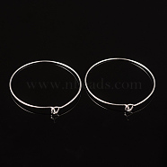 Silver Color Plated Brass Earring Hoops, Wine Glass Charm Rings, 20 Gauge, 30x0.8mm(X-EC067-3S)