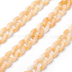 Acrylic Curb Chains, Moccasin, Link:13x10~10.5x2.5~3mm, about 70cm/strand, 27.56 inch(X-SACR-P065-R06)