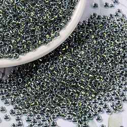 MIYUKI Round Rocailles Beads, Japanese Seed Beads, 8/0, (RR3201) Magic Golden Olive Lined Crystal, 3mm, Hole: 1mm, about 19000~20500pcs/pound(SEED-G008-RR3201)