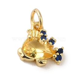 Brass Micro Pave Cubic Zirconia Pendants, Real 18K Gold Plated, Fish, 10.5x10.5x5mm, Hole: 3.2mm(KK-R162-014C-G)