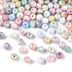 180Pcs Faceted Electroplated Glass Beads Strands, AB Color Plated, Rondelle, Mixed Color, 8x6mm, Hole: 1mm(GLAA-YW0003-38-8mm)