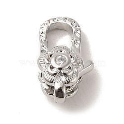 Brass Micro Pave Clear Cubic Zirconia Lobster Claw Clasps, Platinum, 11.5x6.5x5mm, Hole: 1.2mm(KK-K371-11A-P)